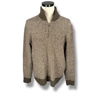 Vintage Gap 1/4 Zip Sweater Men's Large Brown Wool Blend‎ Knit Confetti Y2K 2007